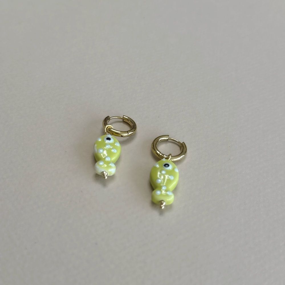 Green Fish earrings S1134 - Picture 3 of 3